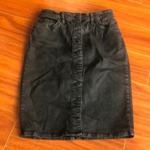 All Saints Black Waxed Denim Skirt Size 2
